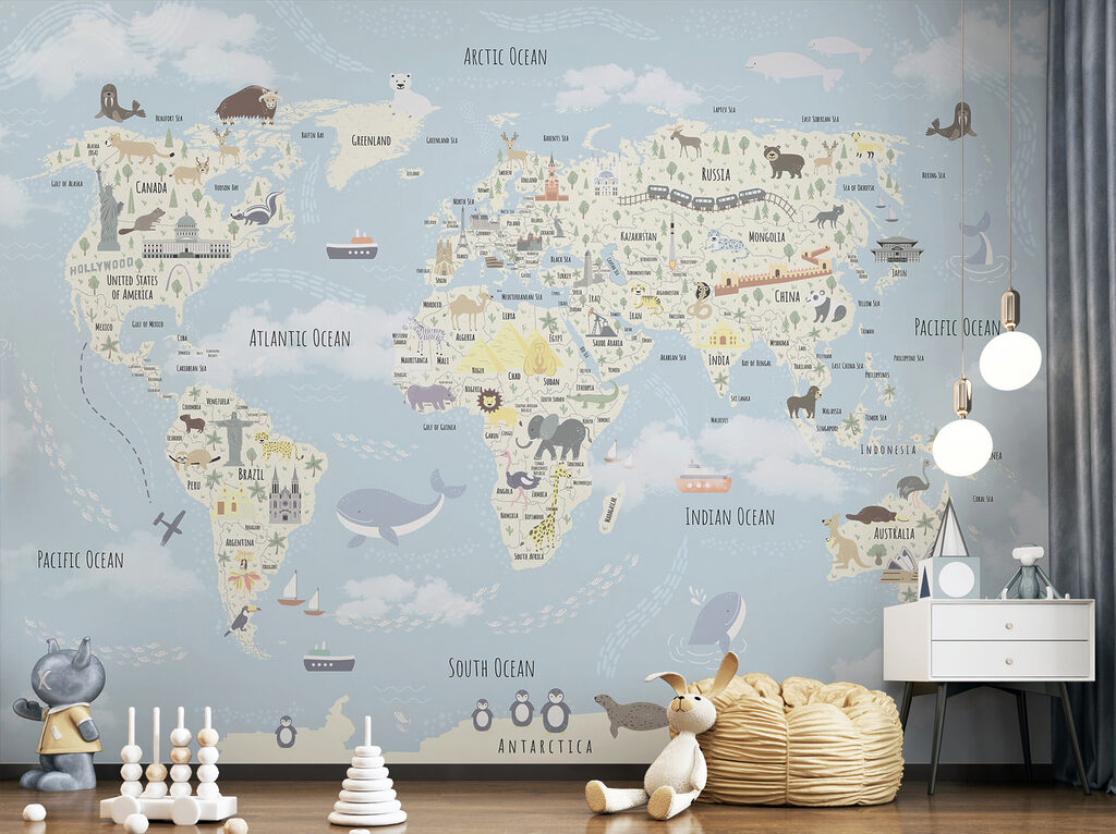 Mapa azul con nubes — interior 4