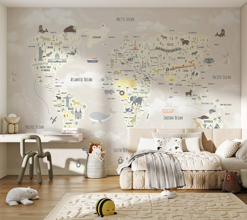 Mapa azul con nubes — interior 1