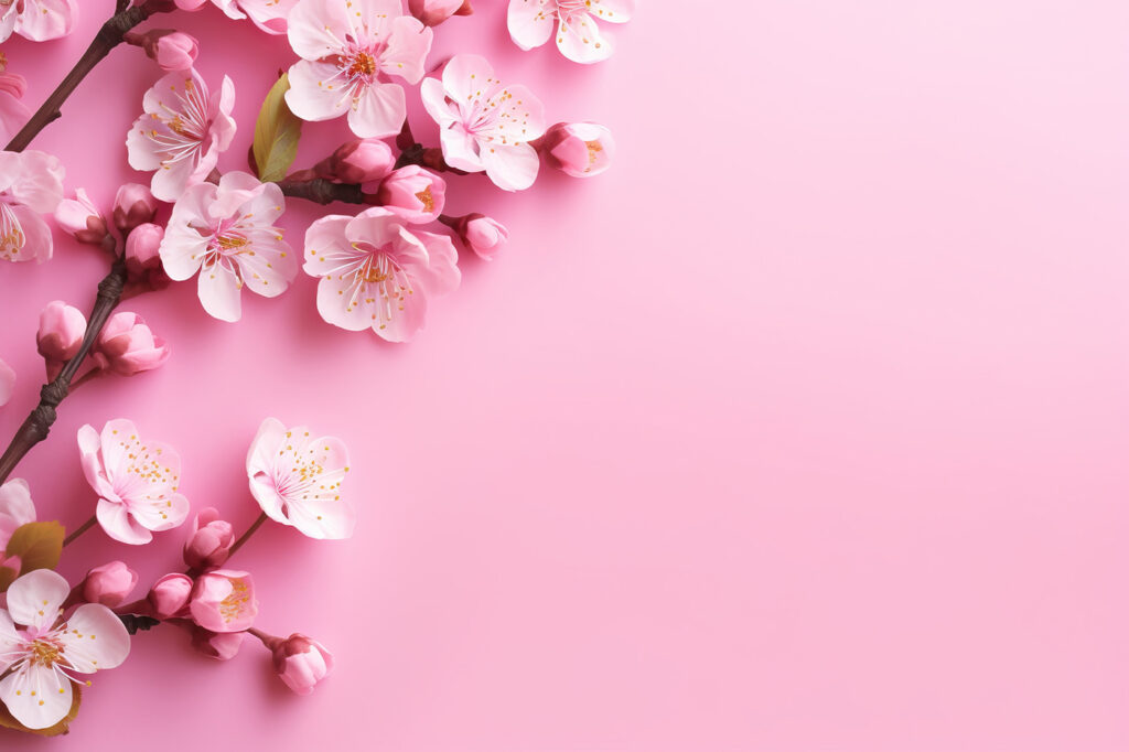 Borde de ramas rosas — diseño completo