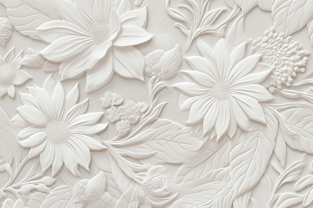 Flores escultóricas en blanco — diseño completo