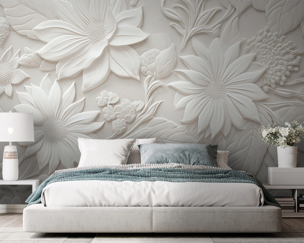 Flores escultóricas en blanco — interior 1