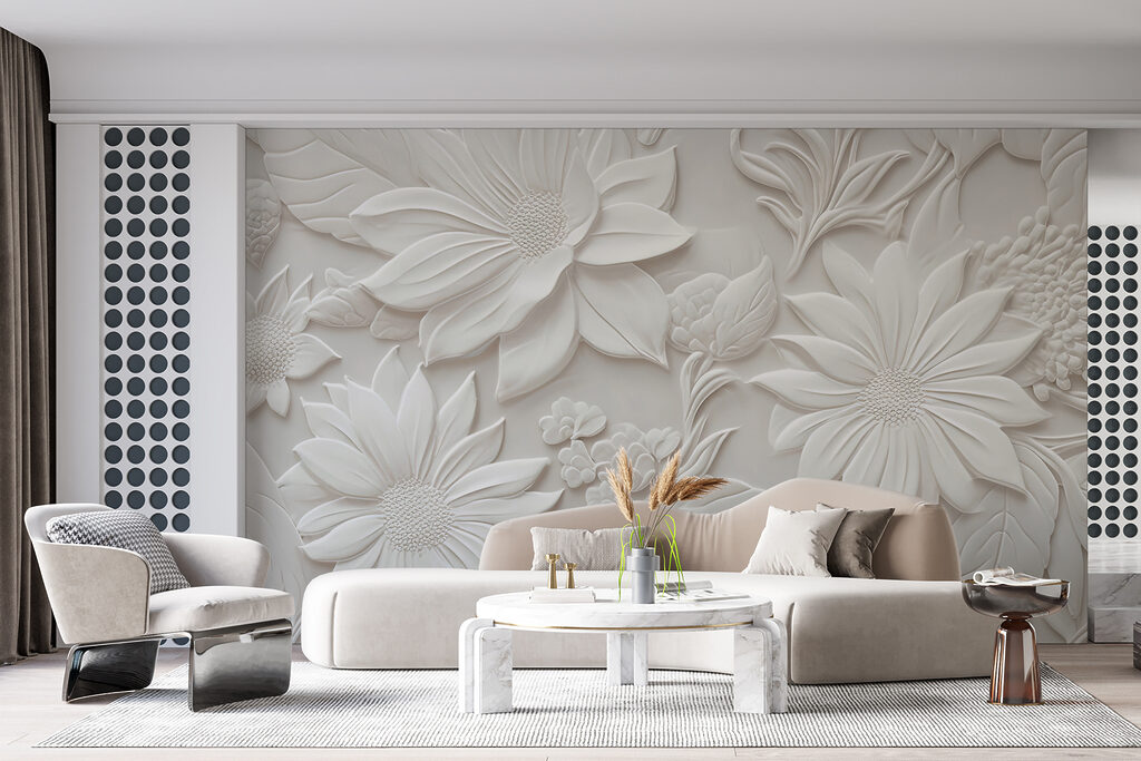Flores escultóricas en blanco — interior 3