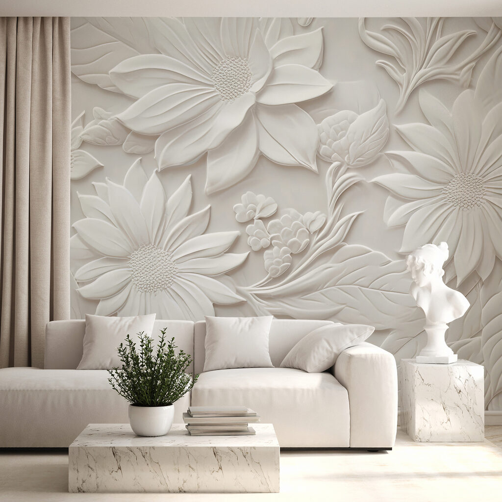 Flores escultóricas en blanco — interior 2