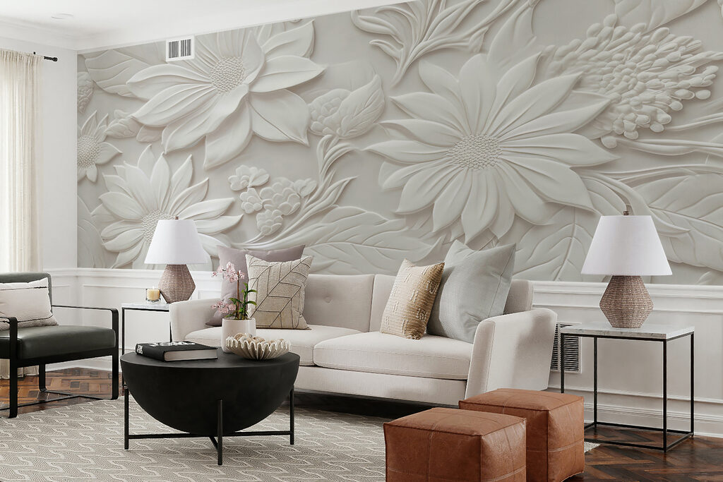 Flores escultóricas en blanco — interior 4