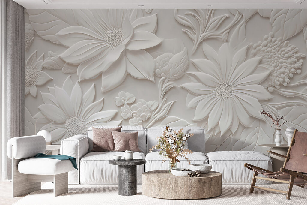 Flores escultóricas en blanco — interior 5
