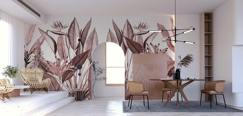 Flores tropicales entre hojas — interior 1