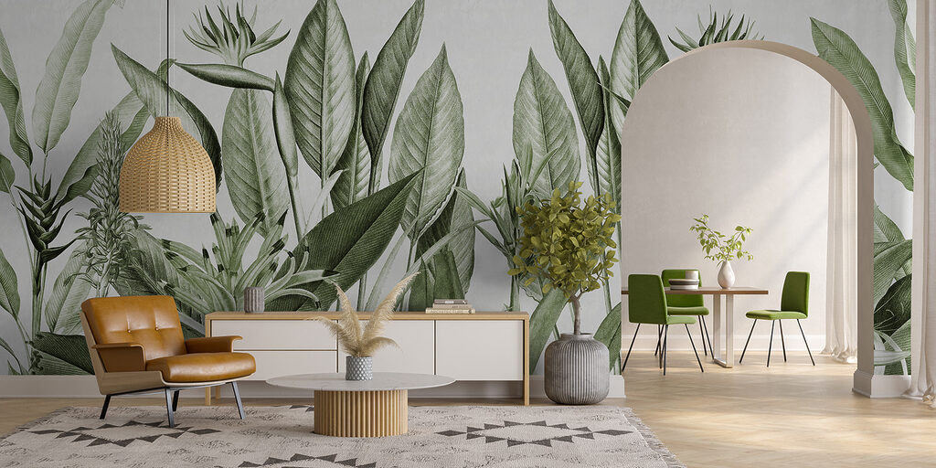 Flores tropicales entre hojas — interior 1