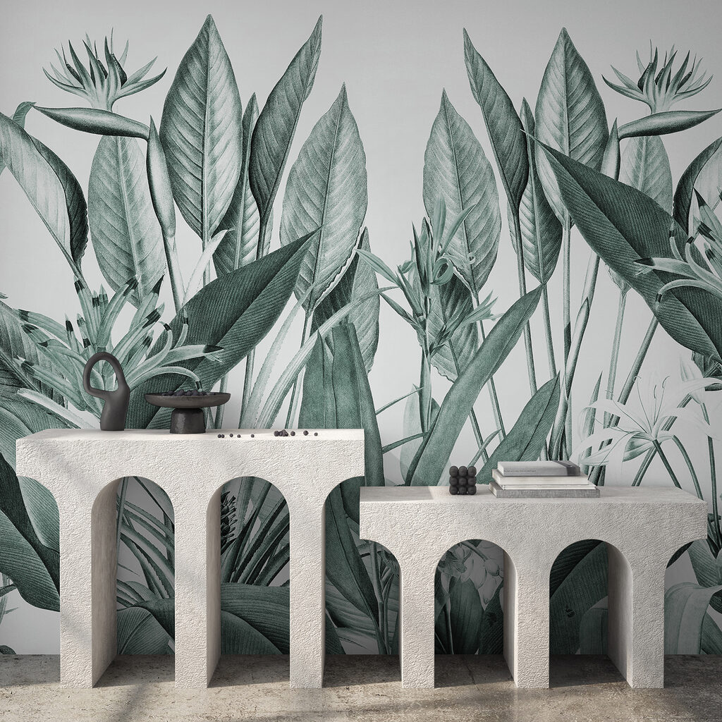 Flores tropicales entre hojas — interior 1