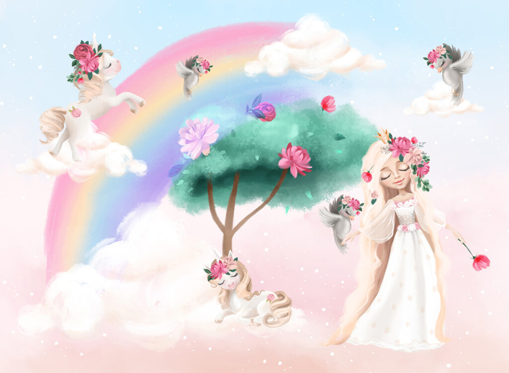 Princesa bajo el arcoíris — diseño completo