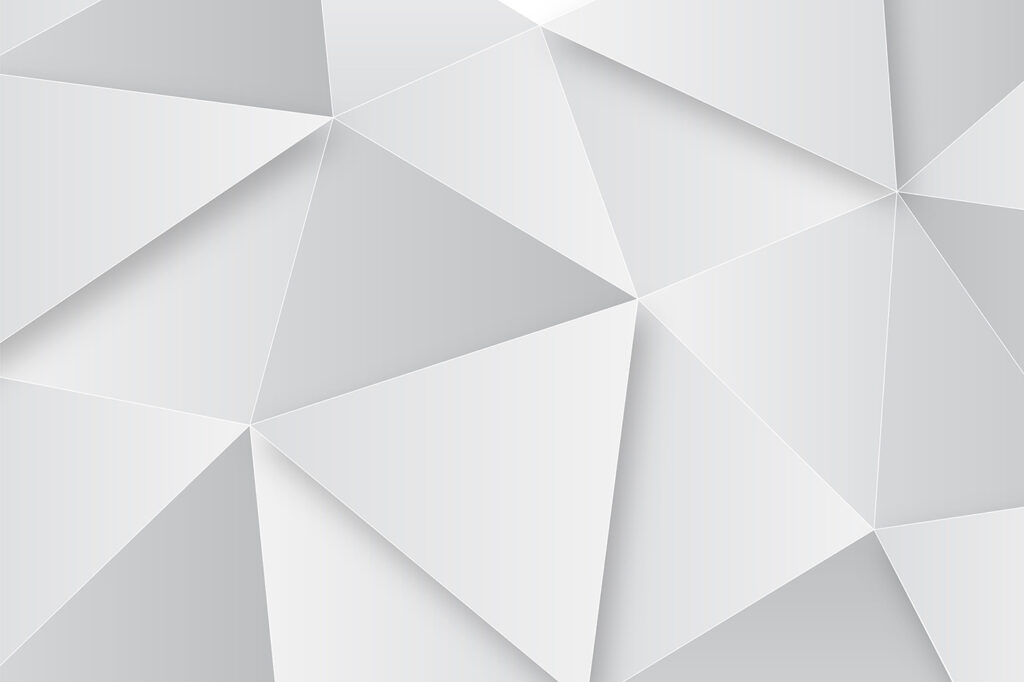 Triángulos blancos con profundidad — diseño completo
