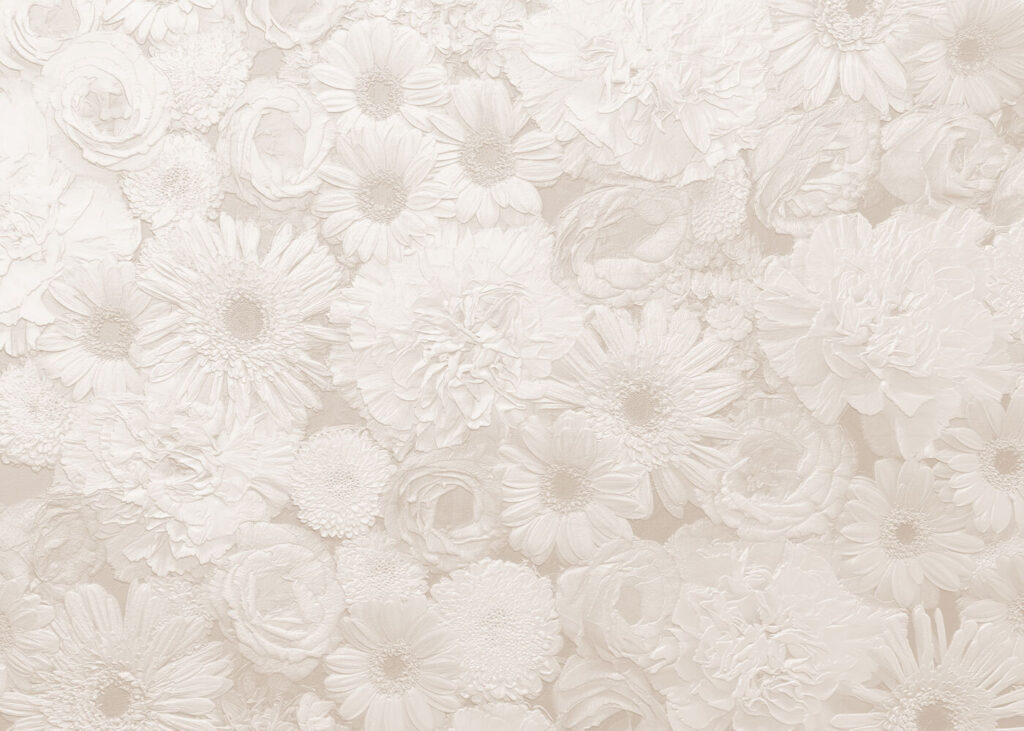 Flores blancas apretadas — diseño completo