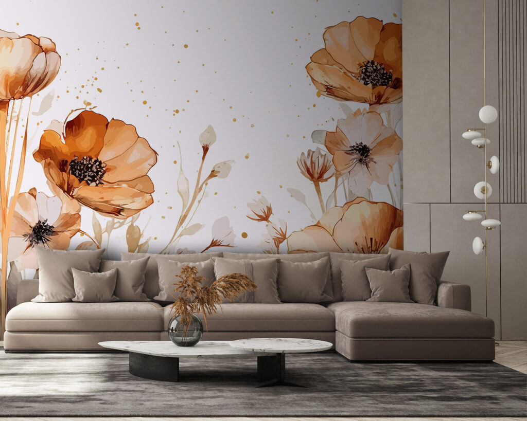 Flores ocres en acuarela — interior 1