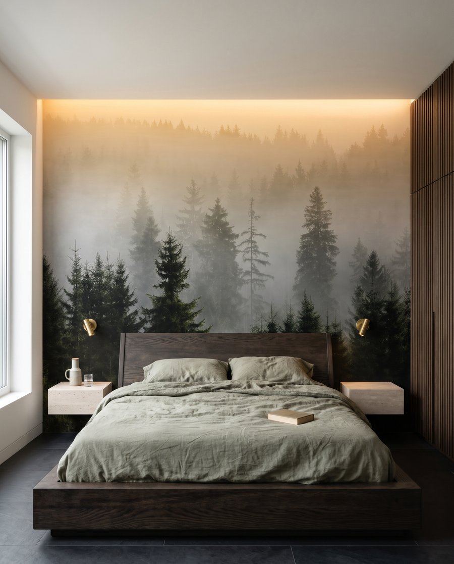 Bosque de luz matinal en un interior