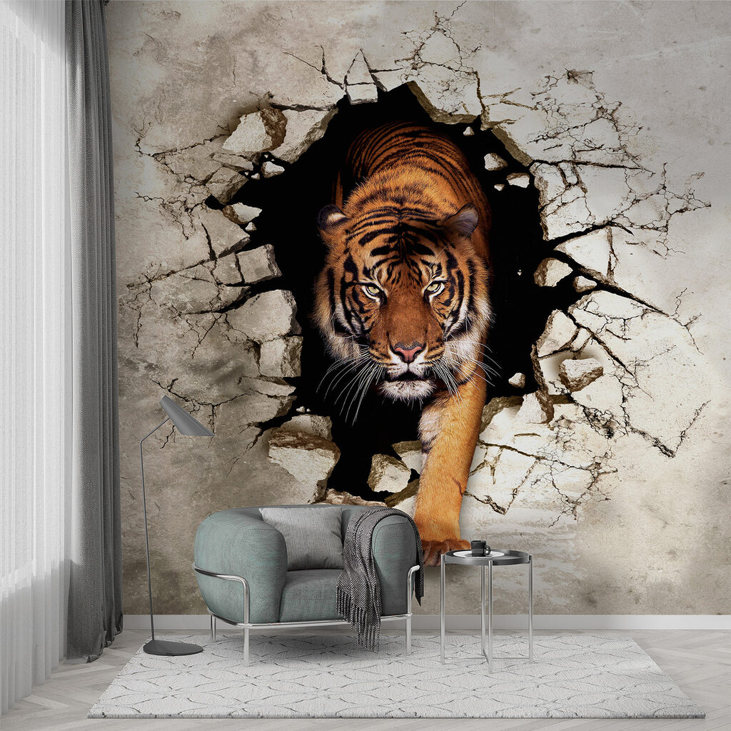 Tigre saliendo del muro — interior 3