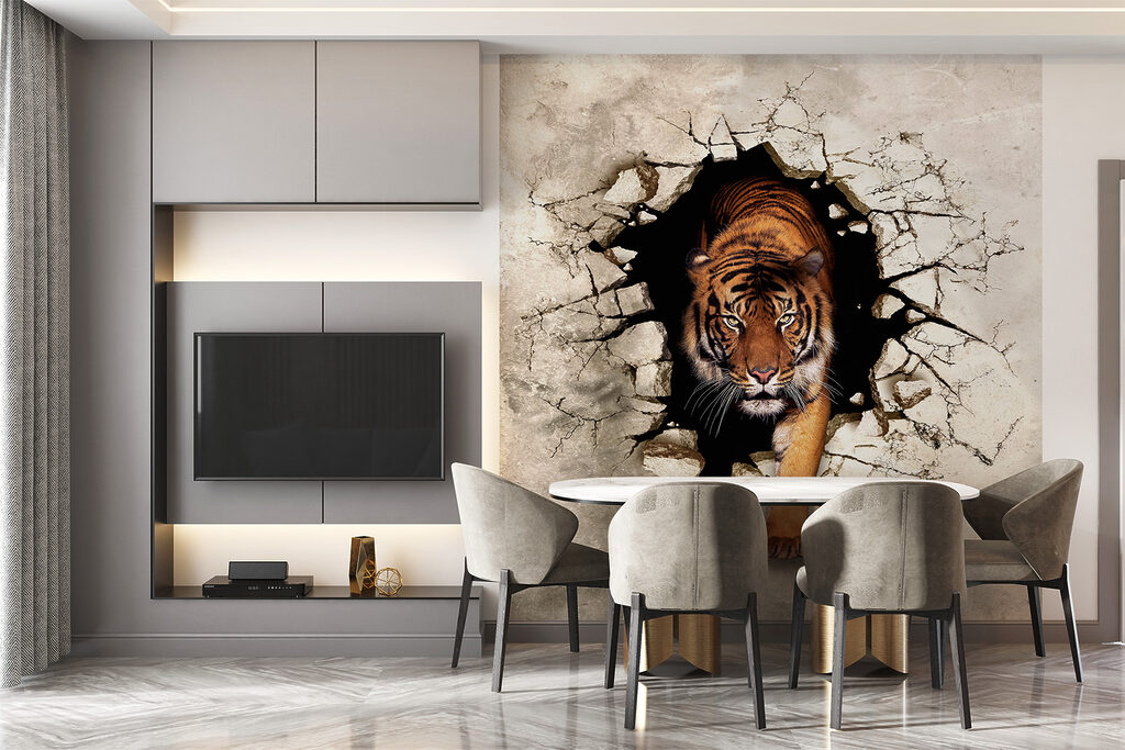 Tigre saliendo del muro — interior 4