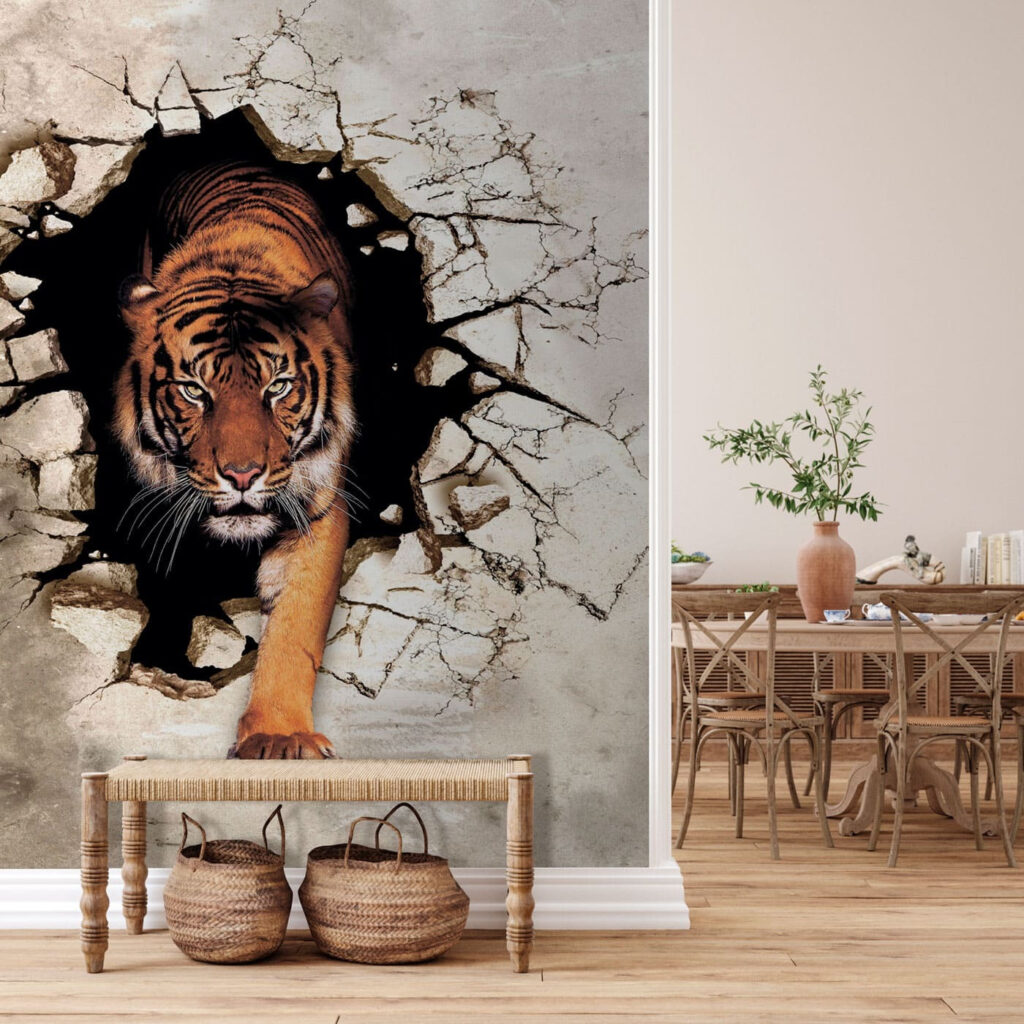 Tigre saliendo del muro — interior 2