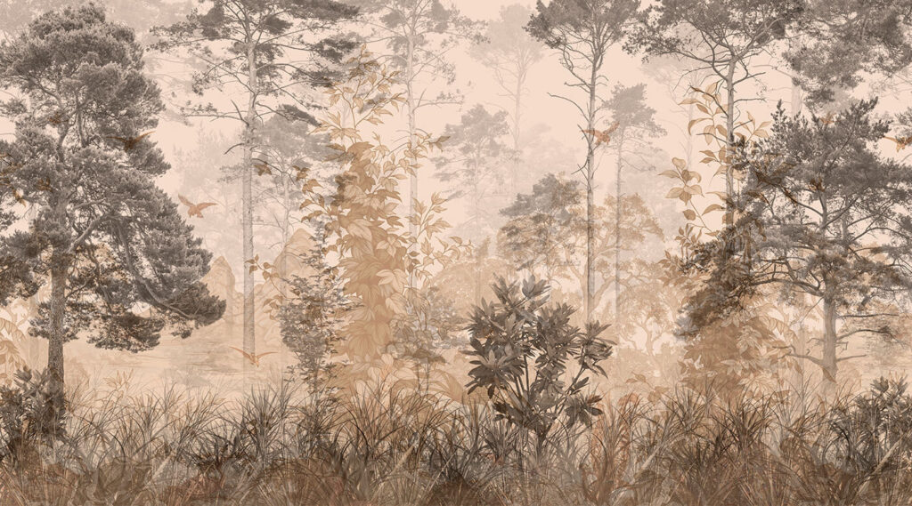 Bosque en estilo grabado — diseño completo