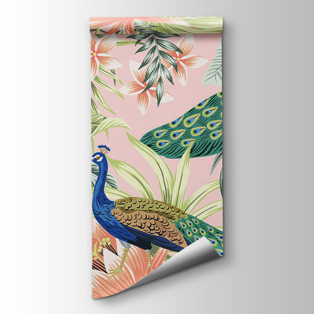 Pavos reales entre flores — vista del producto