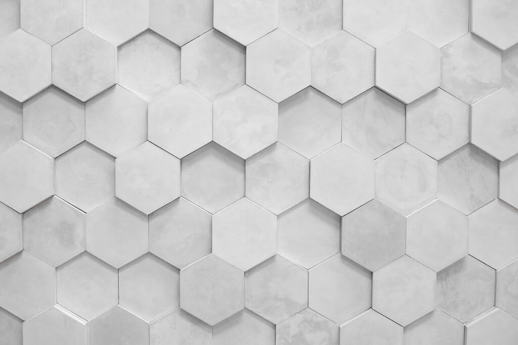 Hexágonos blancos con sombras — diseño completo