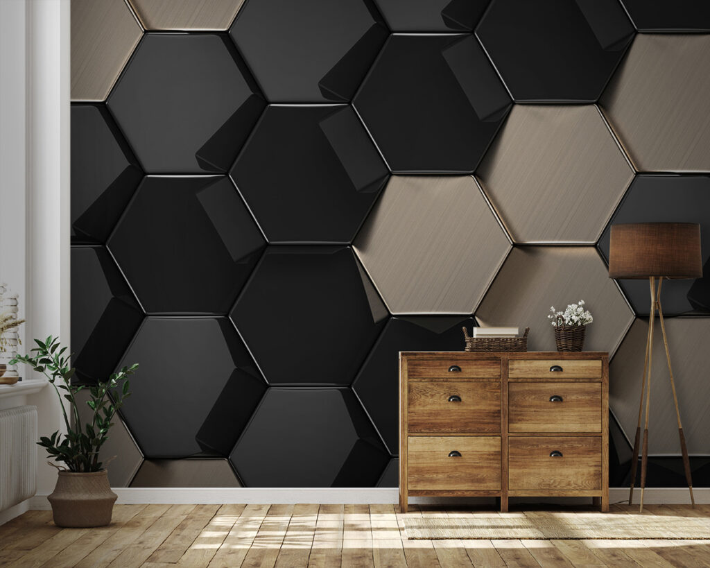 Hexágonos negros y beige — interior 1