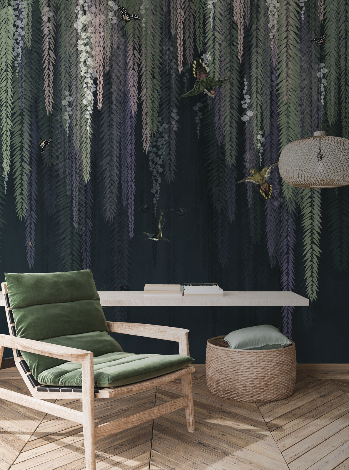 Guirnaldas florales en oscuro — interior 2