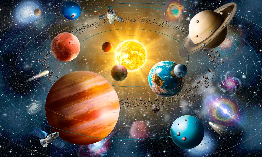 Planetas alrededor del sol — diseño completo