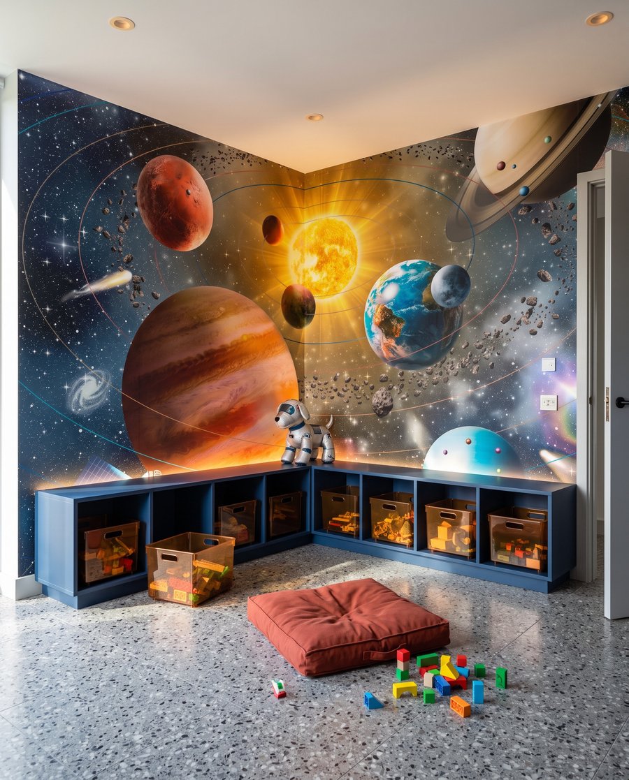 Planetas alrededor del sol en un interior