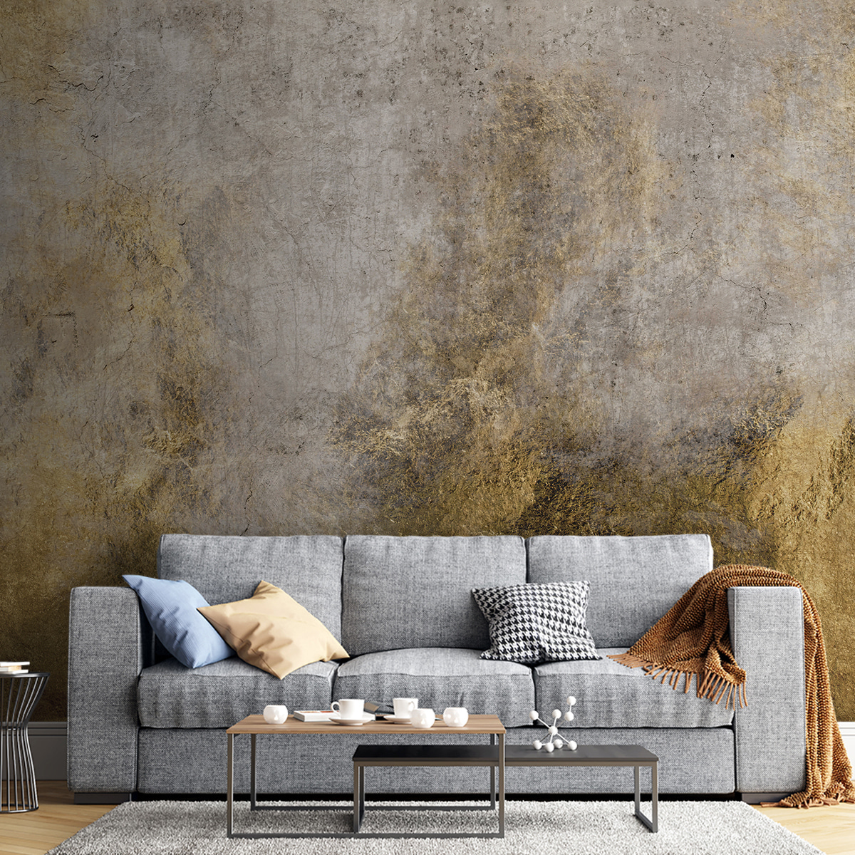 Pintura ocre sobre gris — interior 2