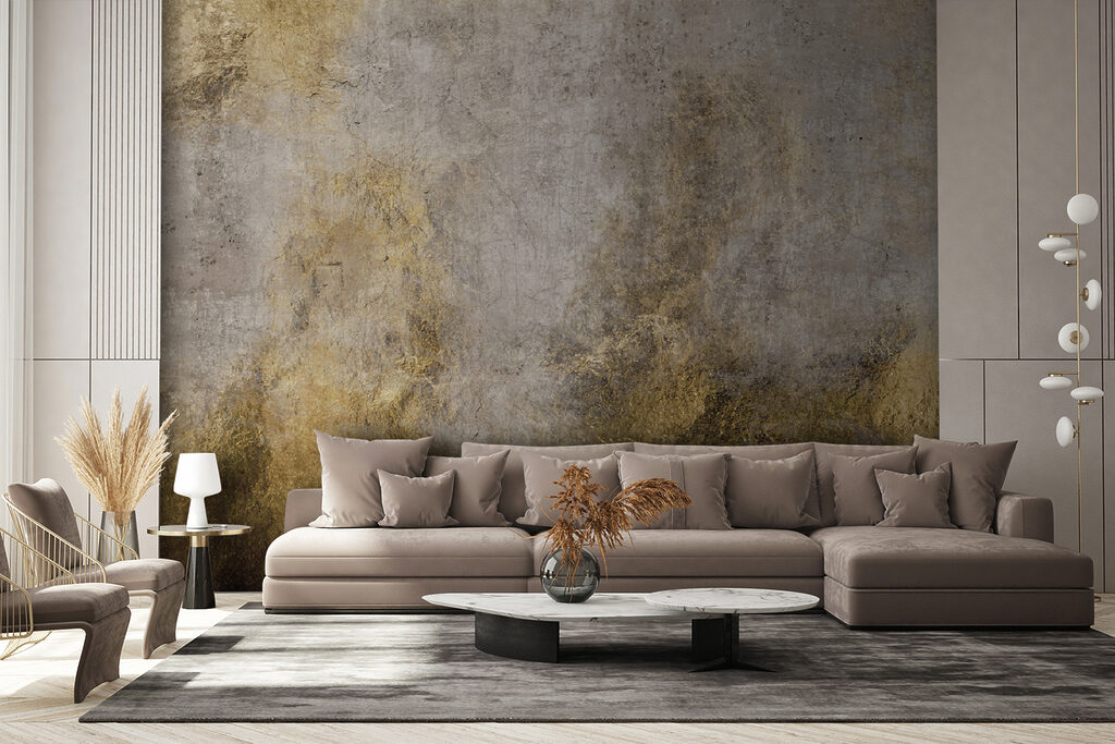 Pintura ocre sobre gris — interior 3