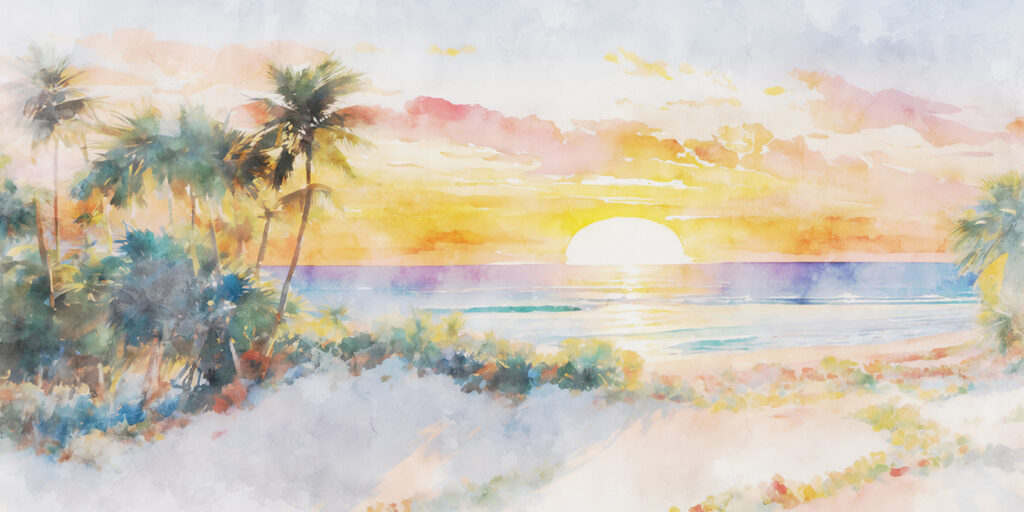 Palmeras junto al mar — diseño completo