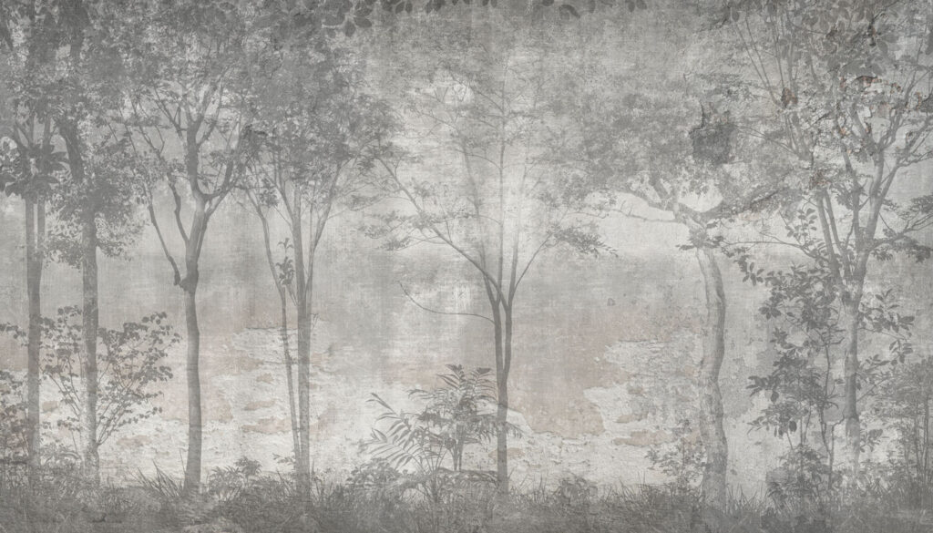 Ramas finas en neblina — diseño completo