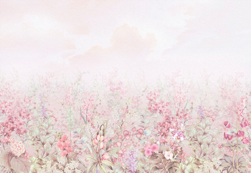 Prado rosa al amanecer — diseño completo