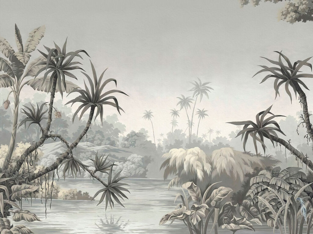 Palmeras junto al lago — diseño completo