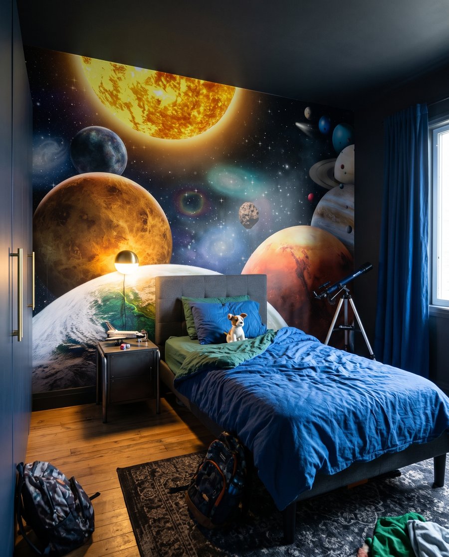 Junto a los planetas en un interior