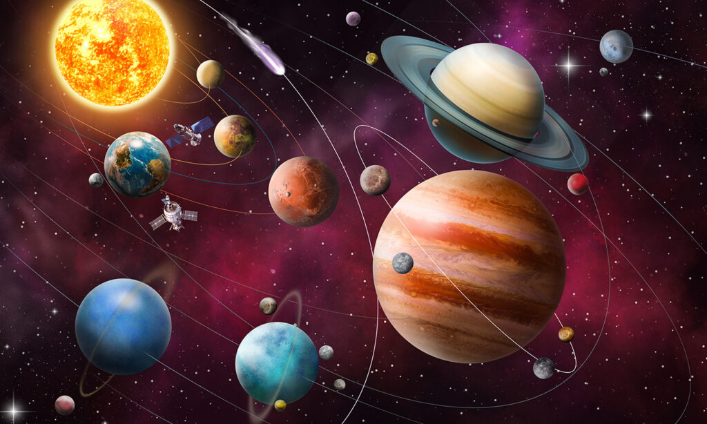 Planetas en el espacio — diseño completo