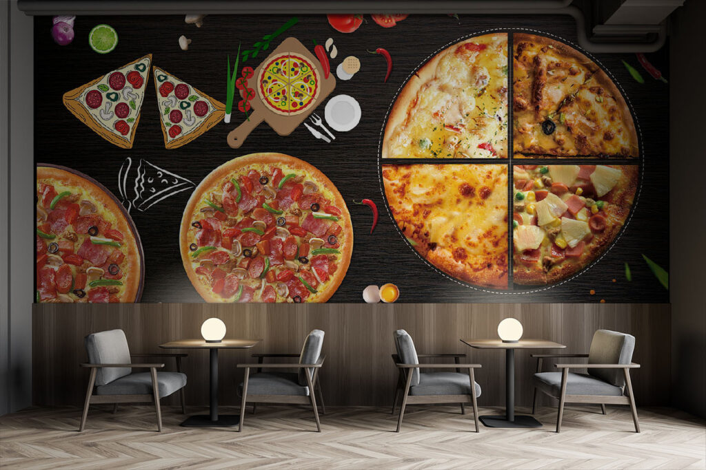 Pizzas sobre fondo oscuro — interior 2