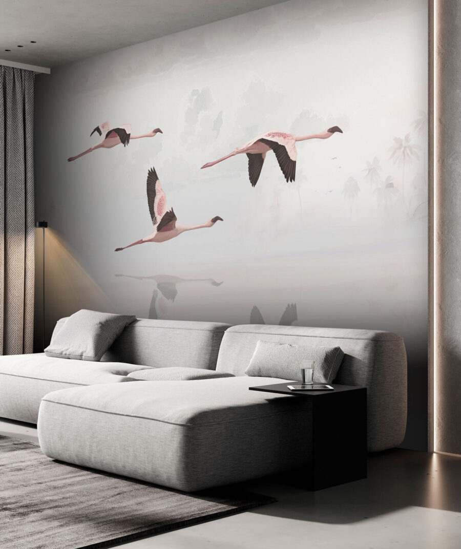 Flamencos sobre agua pálida — interior 1