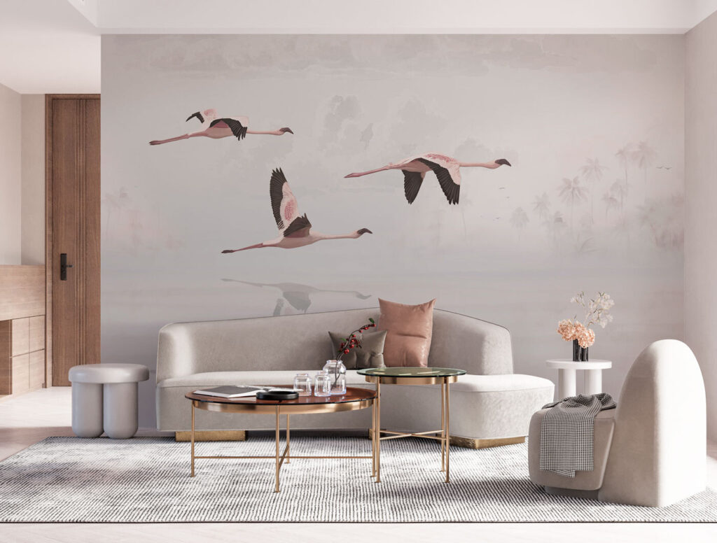 Flamencos sobre agua pálida — interior 2