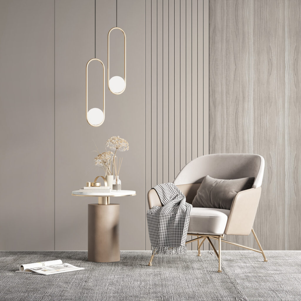 Franjas tranquilas en taupe en un interior