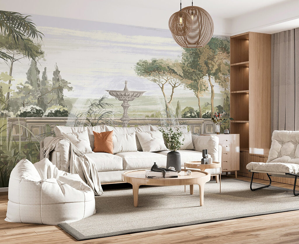 Fuente en jardín tropical — interior 2