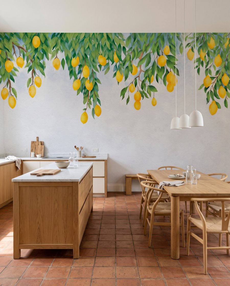 Limones sobre gris en un interior