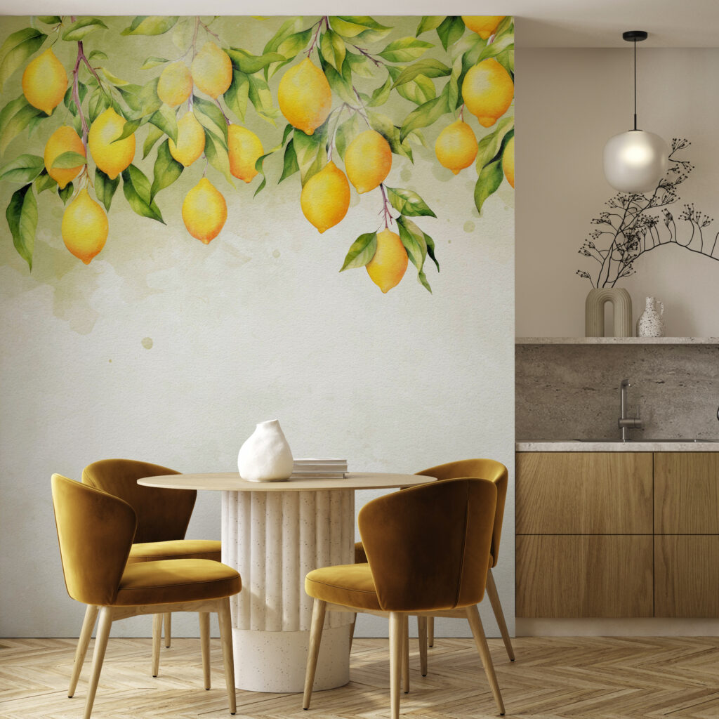 Limones con luz cálida en un interior