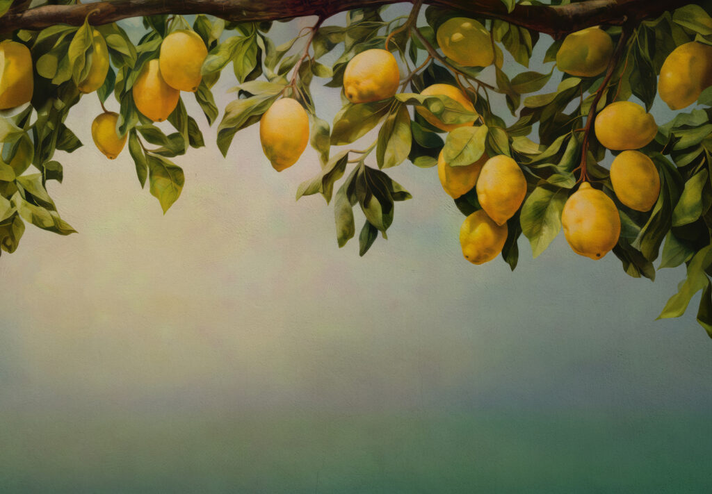 Limones en niebla pintada — diseño completo