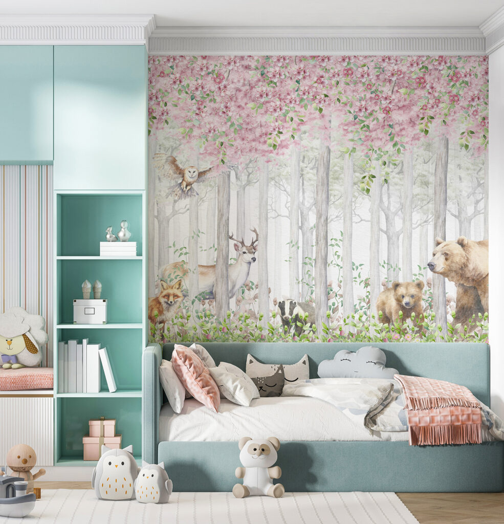 Animales bajo ramas rosas — interior 4