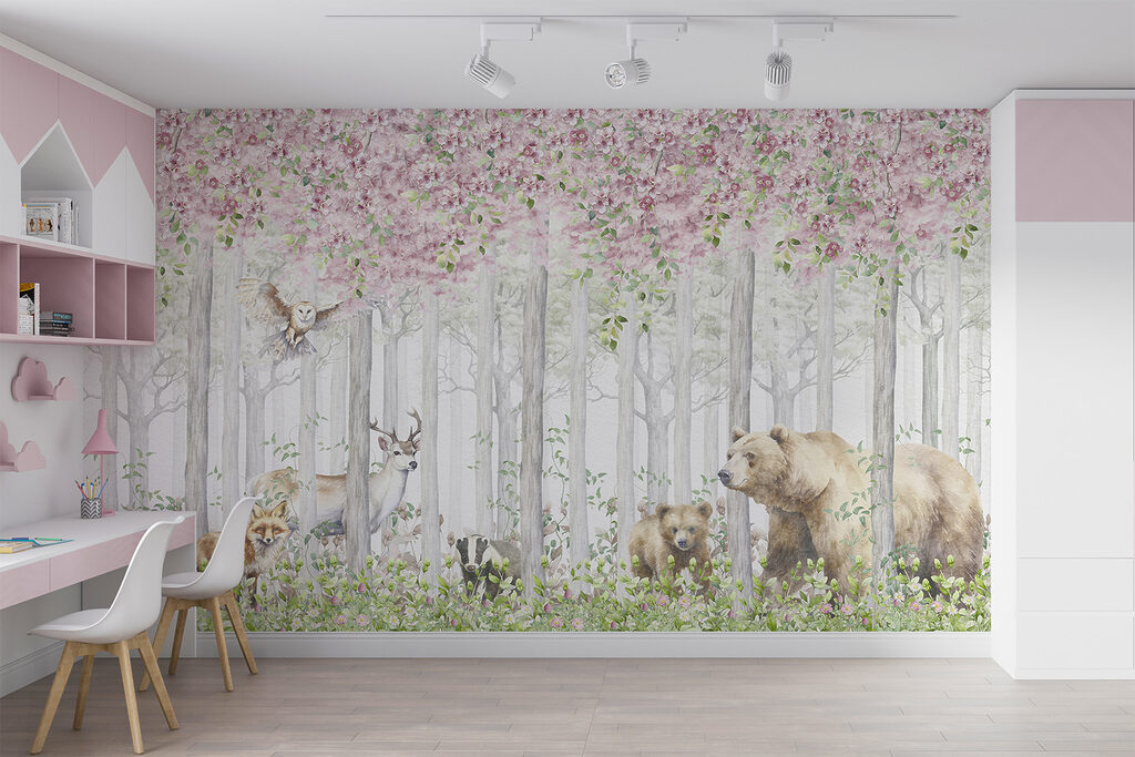Animales bajo ramas rosas — interior 6