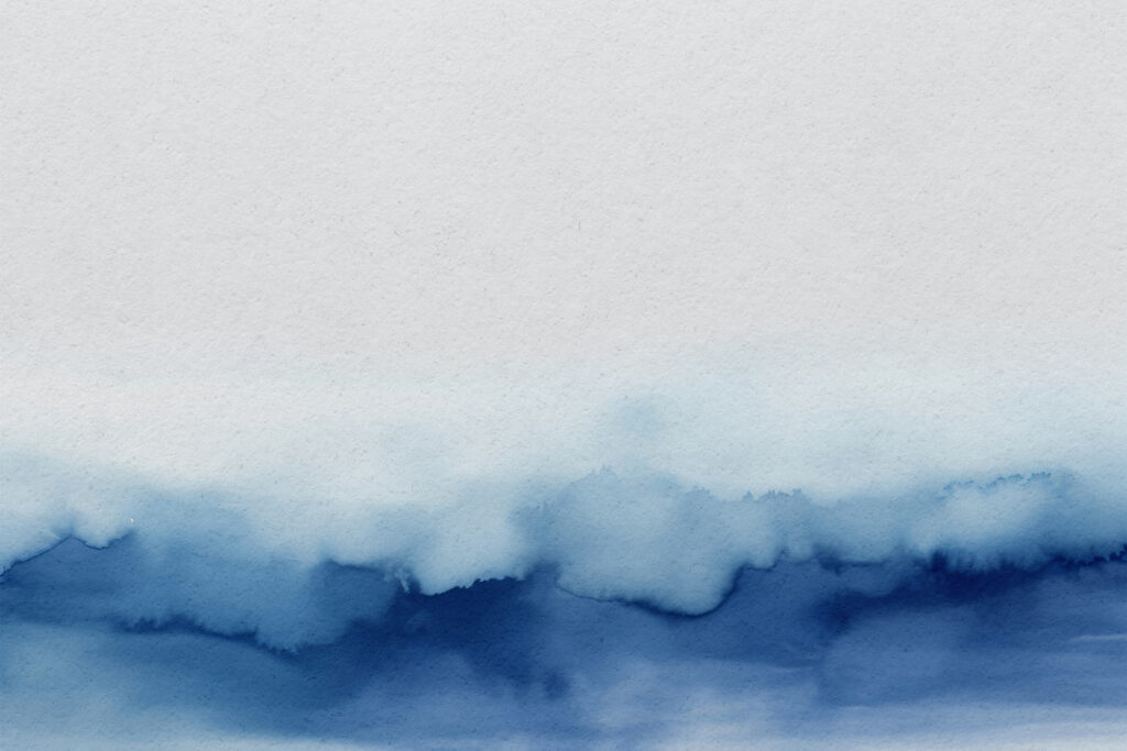 Acuarela azul inferior — diseño completo