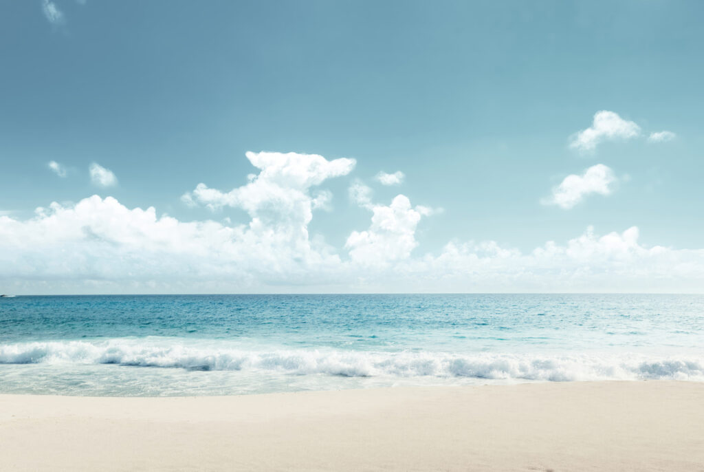Playa en día claro — diseño completo