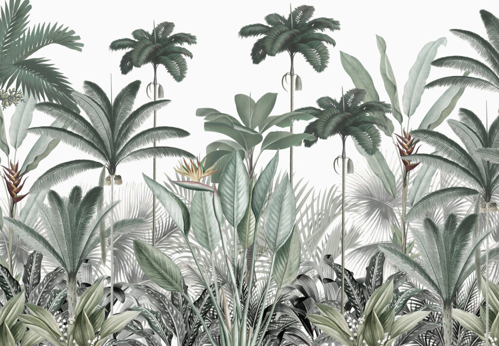 Palmeras en trama fina — diseño completo