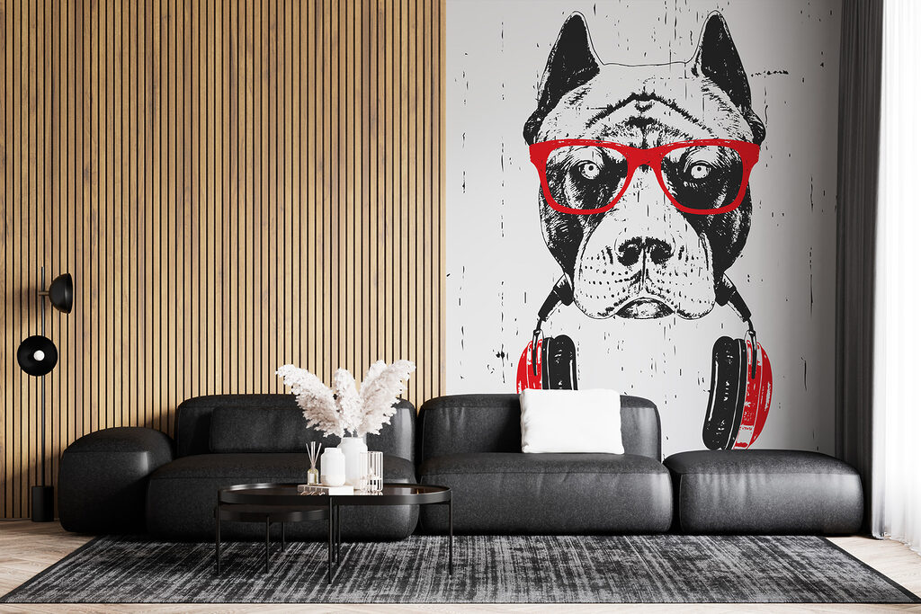 Perro con auriculares rojos — interior 4