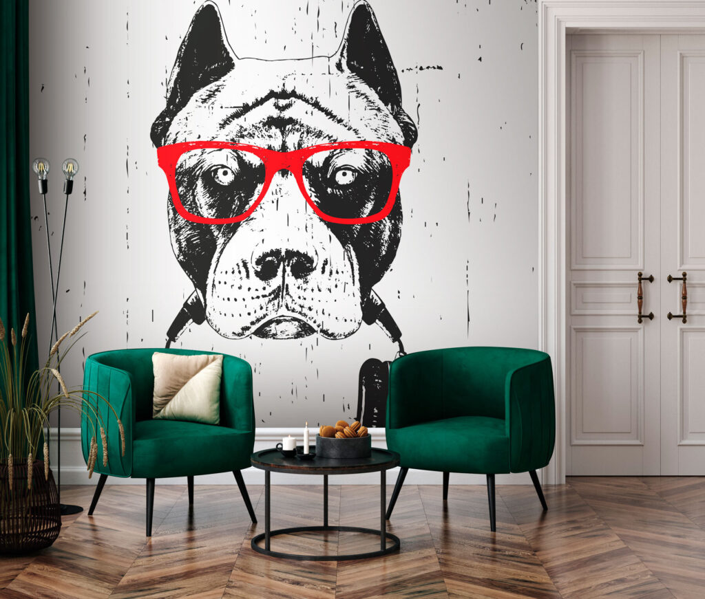 Perro con auriculares rojos — interior 3